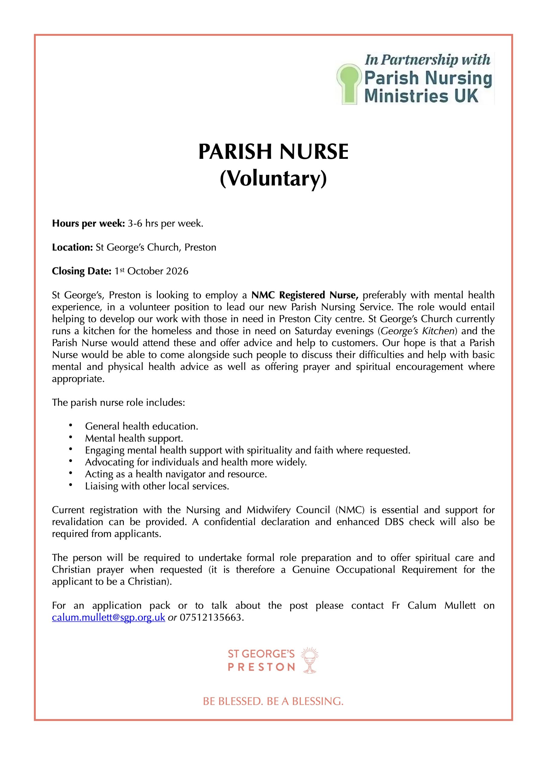 Parish Nurse Ad copy